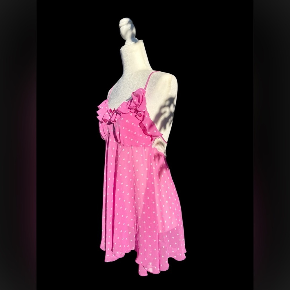 In Bloom Pink Polka Dot Ruffle Chemise - Picture 6 of 9